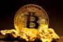 Cryptocurrency mortgage deposit - bitcoin coins representing digital asset wealth