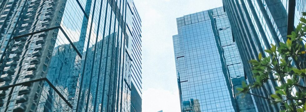 Commercial property investment UK - modern city business buildings