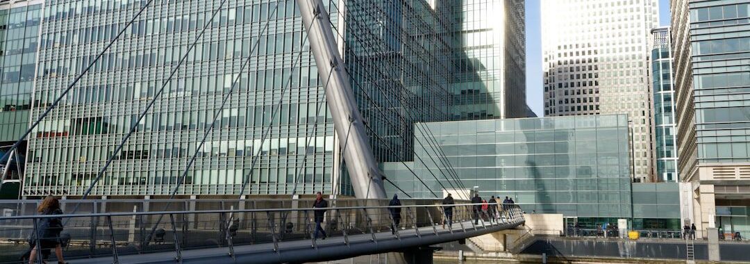 UK Bridging Finance Hub Image UK Bridging Finance hub - Canary Wharf footbridge finance district